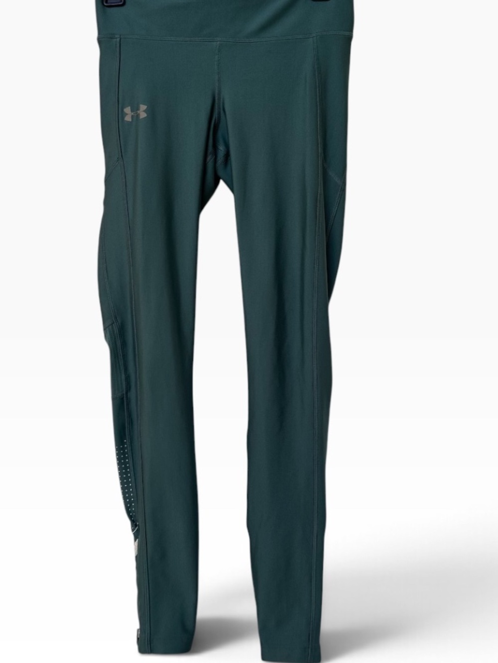 Under Armour Womens Teal Green Ankle Zip Running Compression Leggings Size M 🏃‍